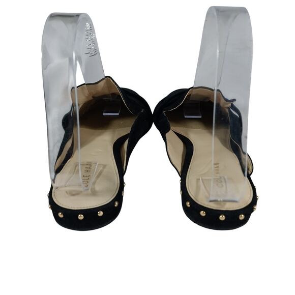 COLE HAAN! BLACK GENUINE SUEDE LEATHER FRONT STRAP MULES, LOW HEELS! SZ 6.5B - Picture 8 of 10